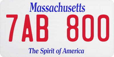 MA license plate 7AB800