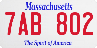 MA license plate 7AB802