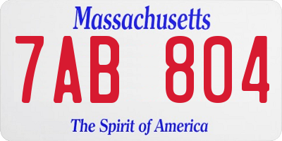 MA license plate 7AB804