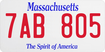 MA license plate 7AB805