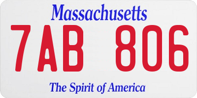 MA license plate 7AB806
