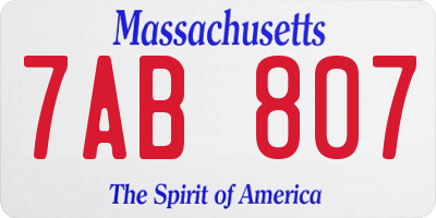 MA license plate 7AB807