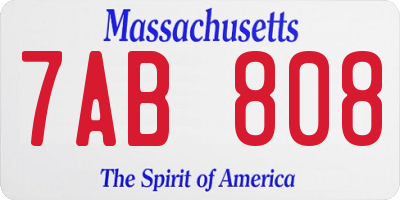 MA license plate 7AB808