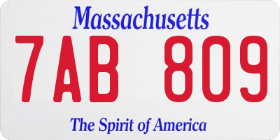 MA license plate 7AB809