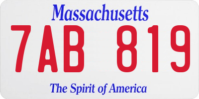 MA license plate 7AB819