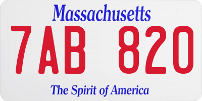 MA license plate 7AB820