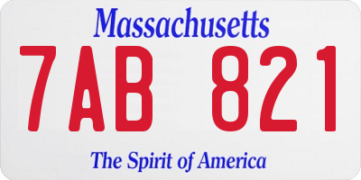 MA license plate 7AB821