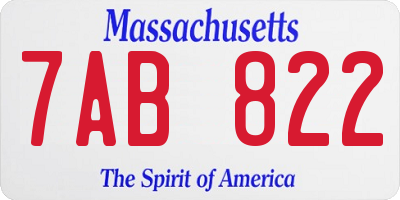 MA license plate 7AB822