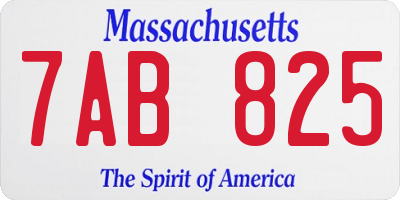 MA license plate 7AB825