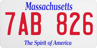 MA license plate 7AB826