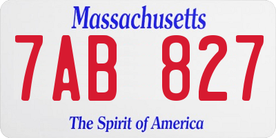 MA license plate 7AB827