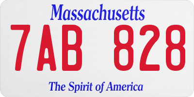 MA license plate 7AB828