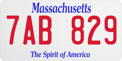 MA license plate 7AB829
