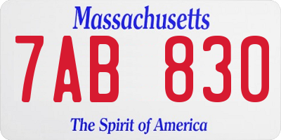 MA license plate 7AB830