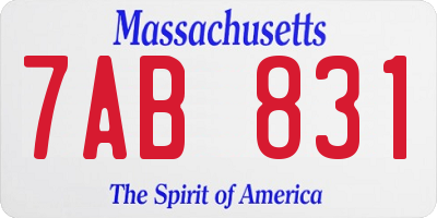 MA license plate 7AB831