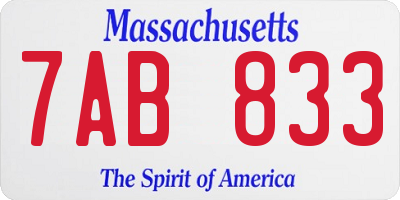 MA license plate 7AB833