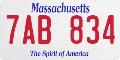 MA license plate 7AB834