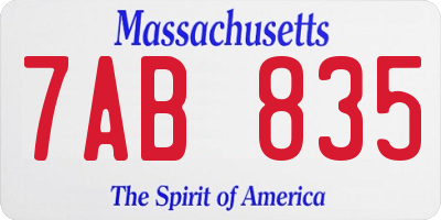 MA license plate 7AB835