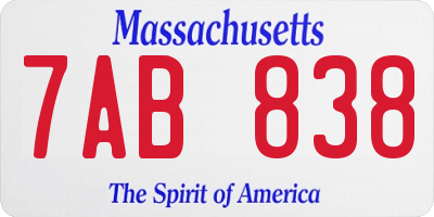 MA license plate 7AB838