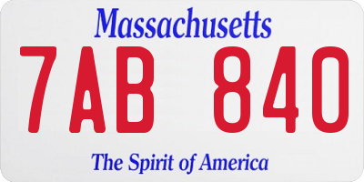 MA license plate 7AB840