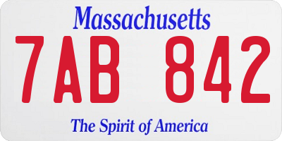 MA license plate 7AB842