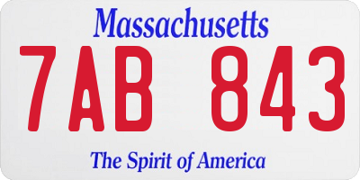 MA license plate 7AB843