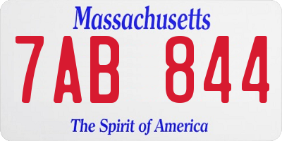MA license plate 7AB844