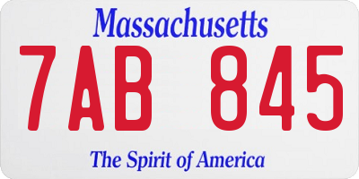 MA license plate 7AB845
