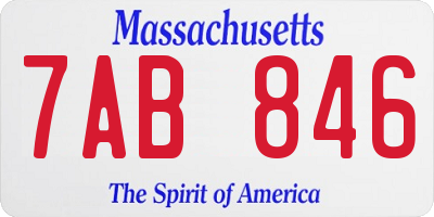 MA license plate 7AB846