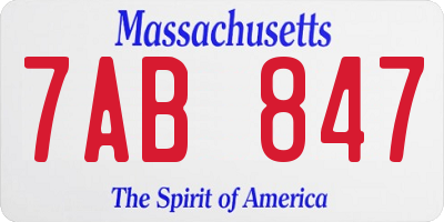 MA license plate 7AB847