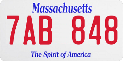 MA license plate 7AB848