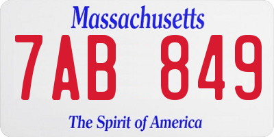 MA license plate 7AB849