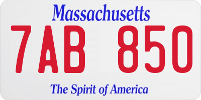 MA license plate 7AB850