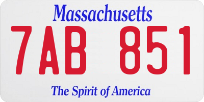 MA license plate 7AB851