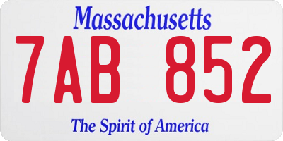MA license plate 7AB852