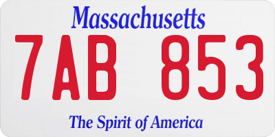 MA license plate 7AB853