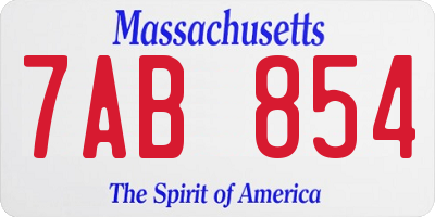 MA license plate 7AB854