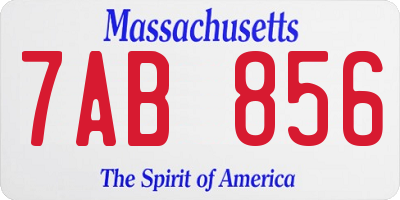 MA license plate 7AB856