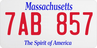 MA license plate 7AB857