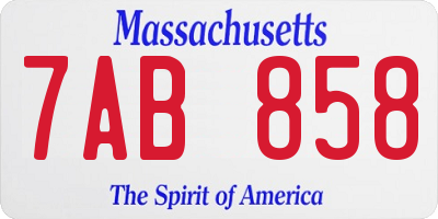 MA license plate 7AB858