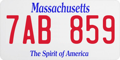 MA license plate 7AB859