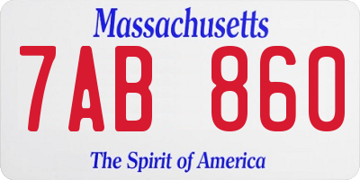 MA license plate 7AB860