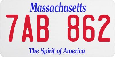 MA license plate 7AB862