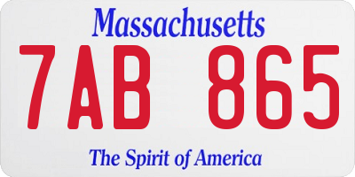 MA license plate 7AB865