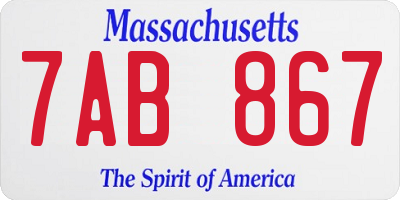 MA license plate 7AB867