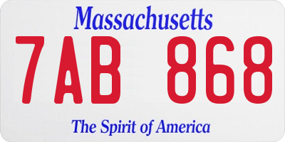 MA license plate 7AB868