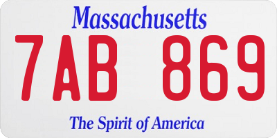 MA license plate 7AB869