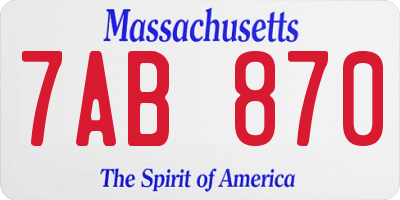 MA license plate 7AB870