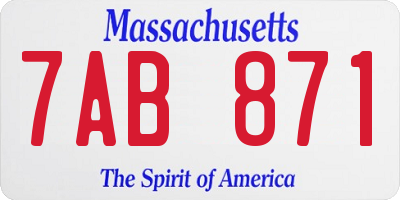 MA license plate 7AB871