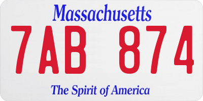 MA license plate 7AB874
